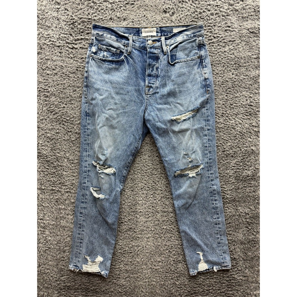 Frame Le Original Distressed High Rise Straight Leg Denim‎ Jeans Womens Size 29